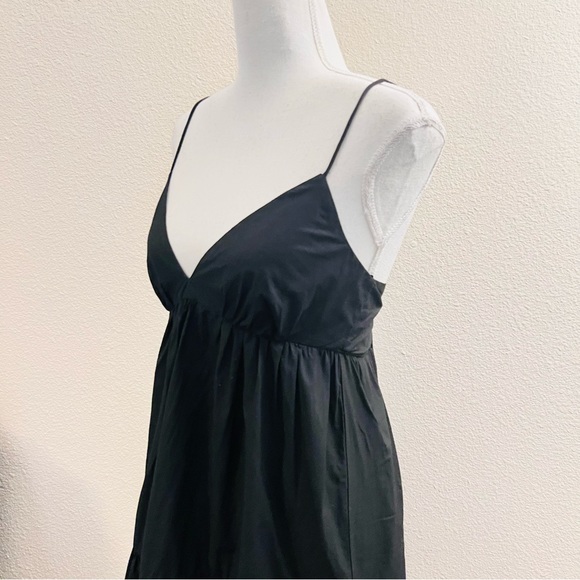 Zara Black Poplin Ruffle Tiered Tie Back Cut Out Cami Mini Babydoll Dress - Picture 6 of 12